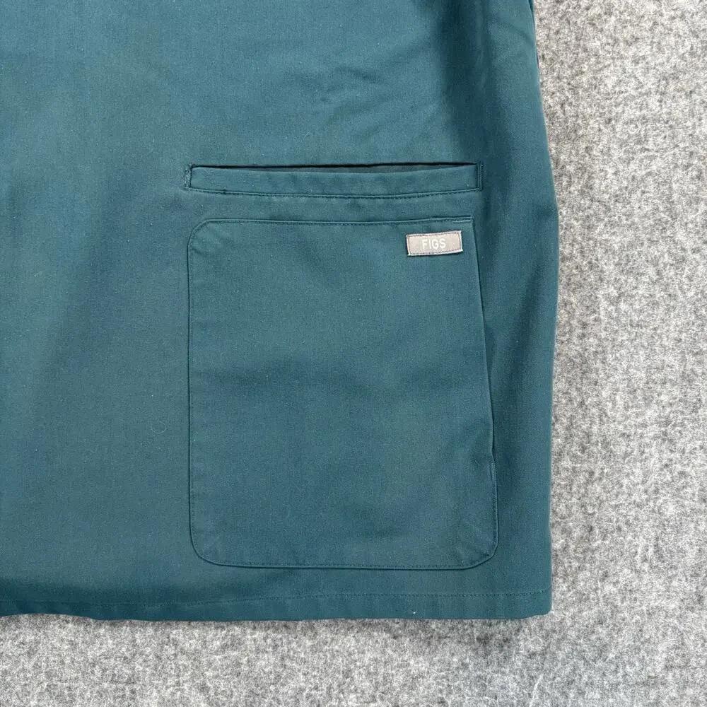 FIGS Technical Collection Casma Scrub Top Women S Dark Teal V-Neck 3-Pocket
